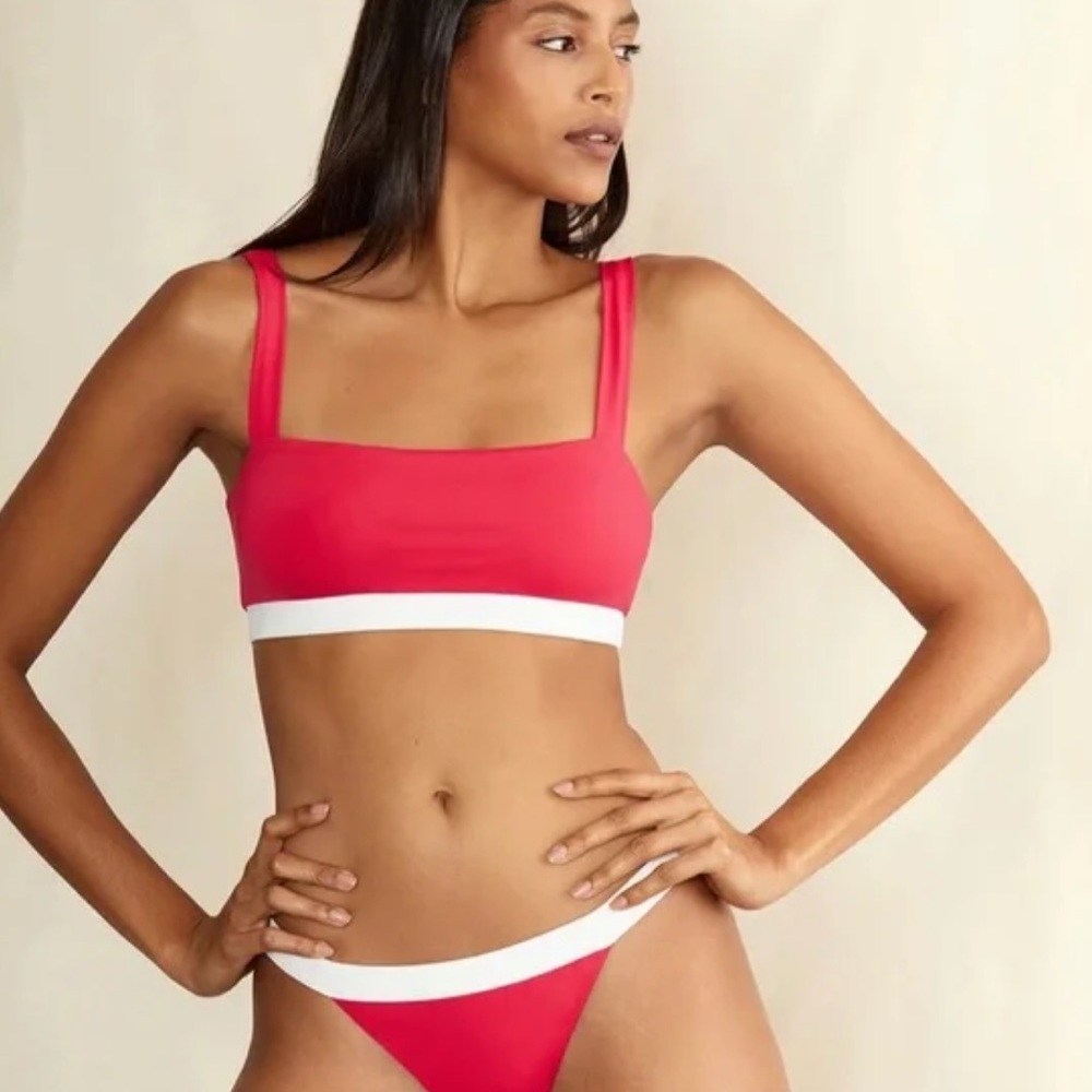 NWT Onia Zoe Top in Raspberry & White No Padding